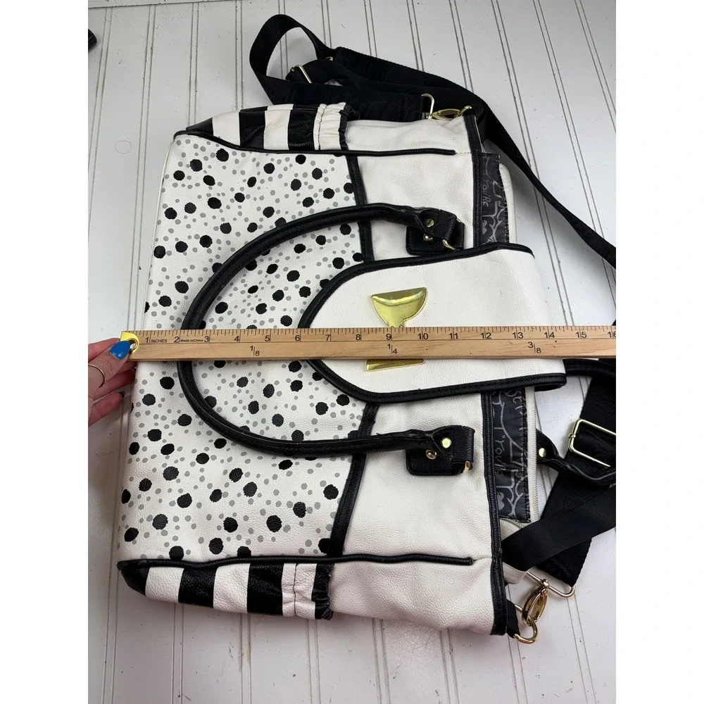 Betsey Johnson Vintage Y2K White Polka Dot Bow Diaper Bag Crossbody Purse